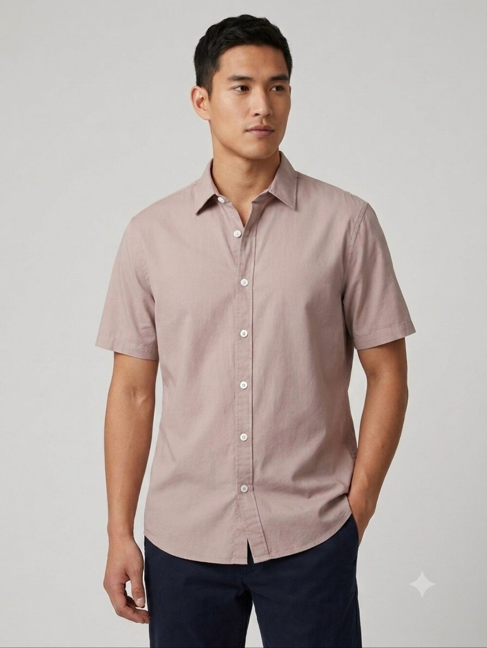 Club Monaco Standard Fit Short Sleeve Cotton Button Down Shirt XL Quiet Luxury